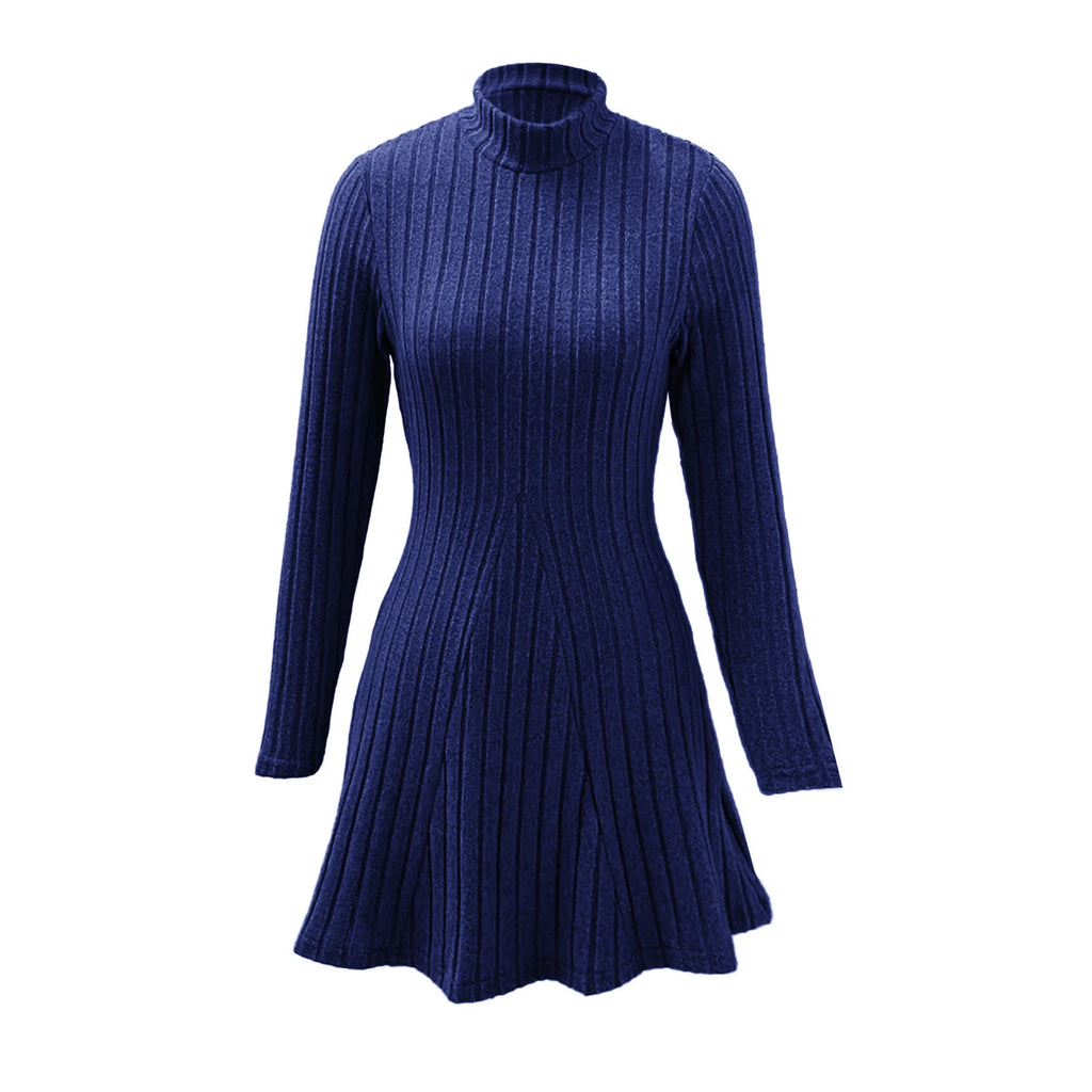 Knitted Turtleneck Long Sleeve Dress