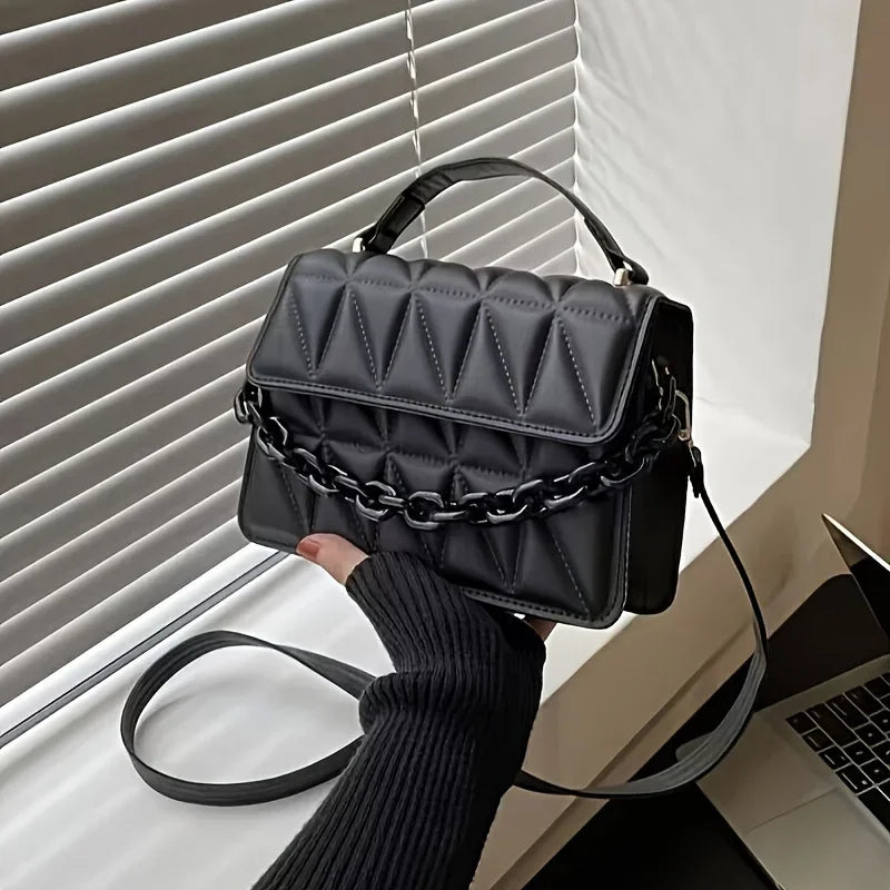 Mini Quilted Crossbody Bag with Magnetic Closure and Adjustable Strap