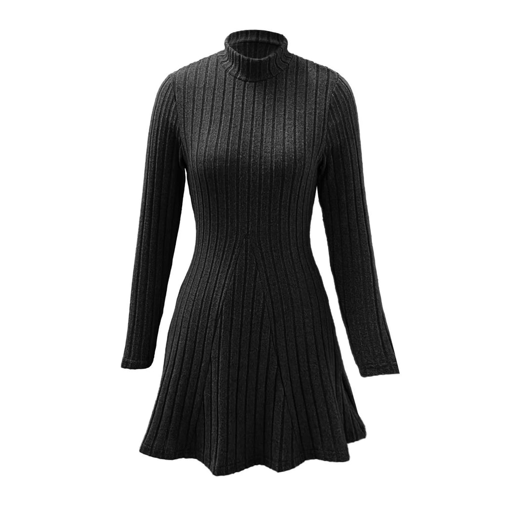 Knitted Turtleneck Long Sleeve Dress