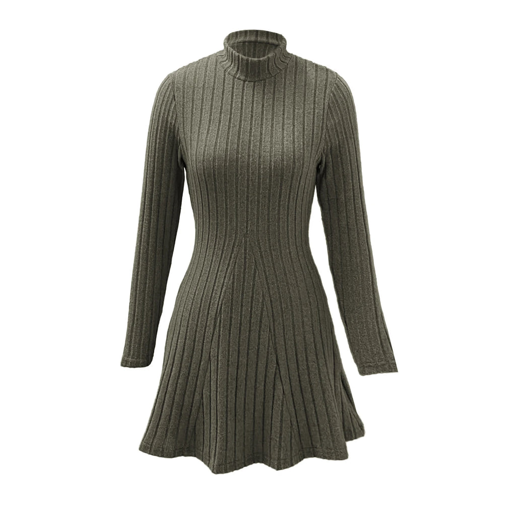 Knitted Turtleneck Long Sleeve Dress