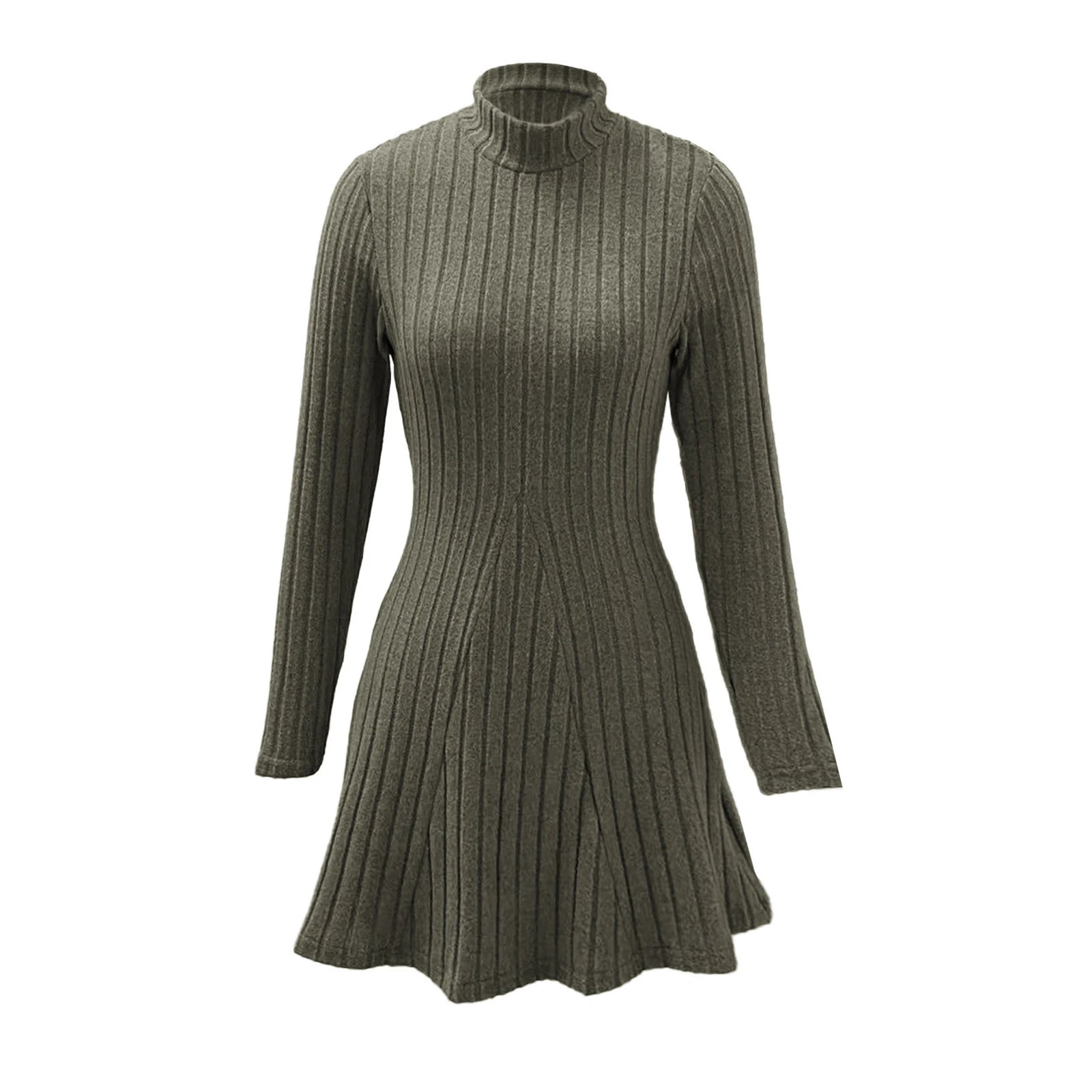 Knitted Turtleneck Long Sleeve Dress