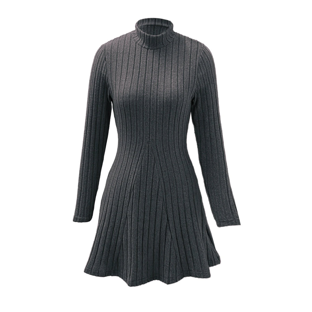 Knitted Turtleneck Long Sleeve Dress