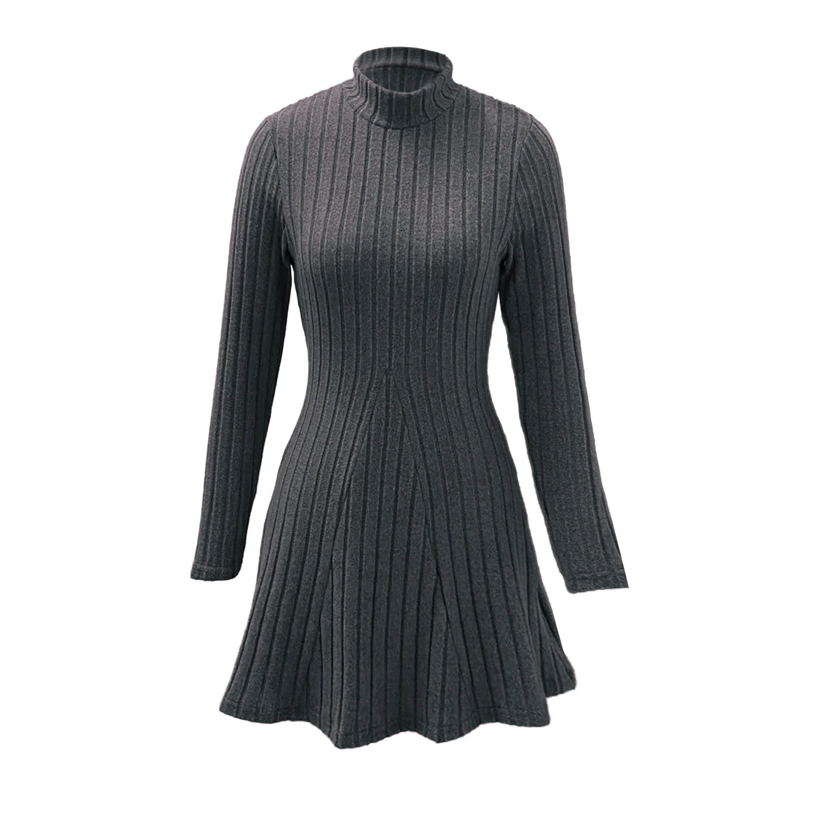 Knitted Turtleneck Long Sleeve Dress