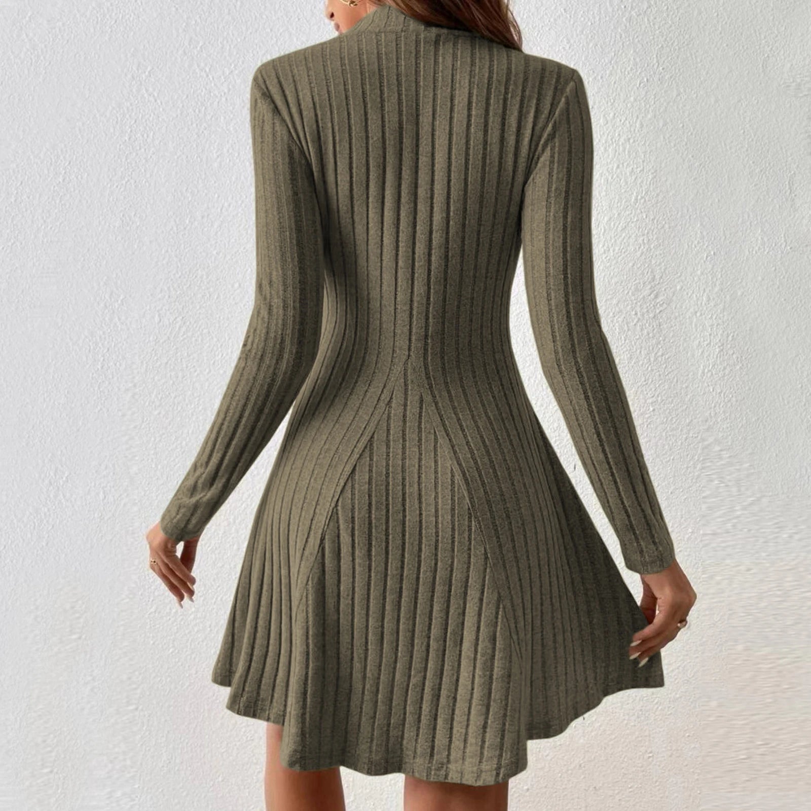 Knitted Turtleneck Long Sleeve Dress