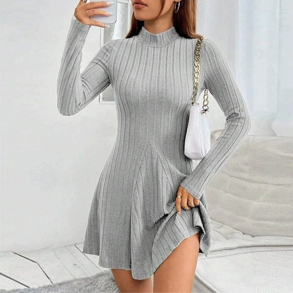 Knitted Turtleneck Long Sleeve Dress