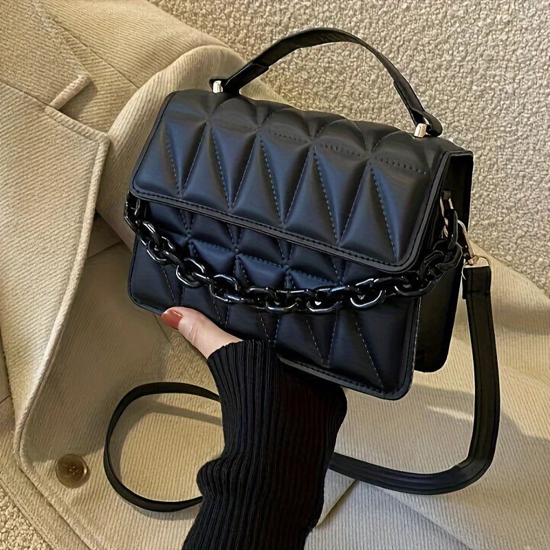 Mini Quilted Crossbody Bag with Magnetic Closure and Adjustable Strap