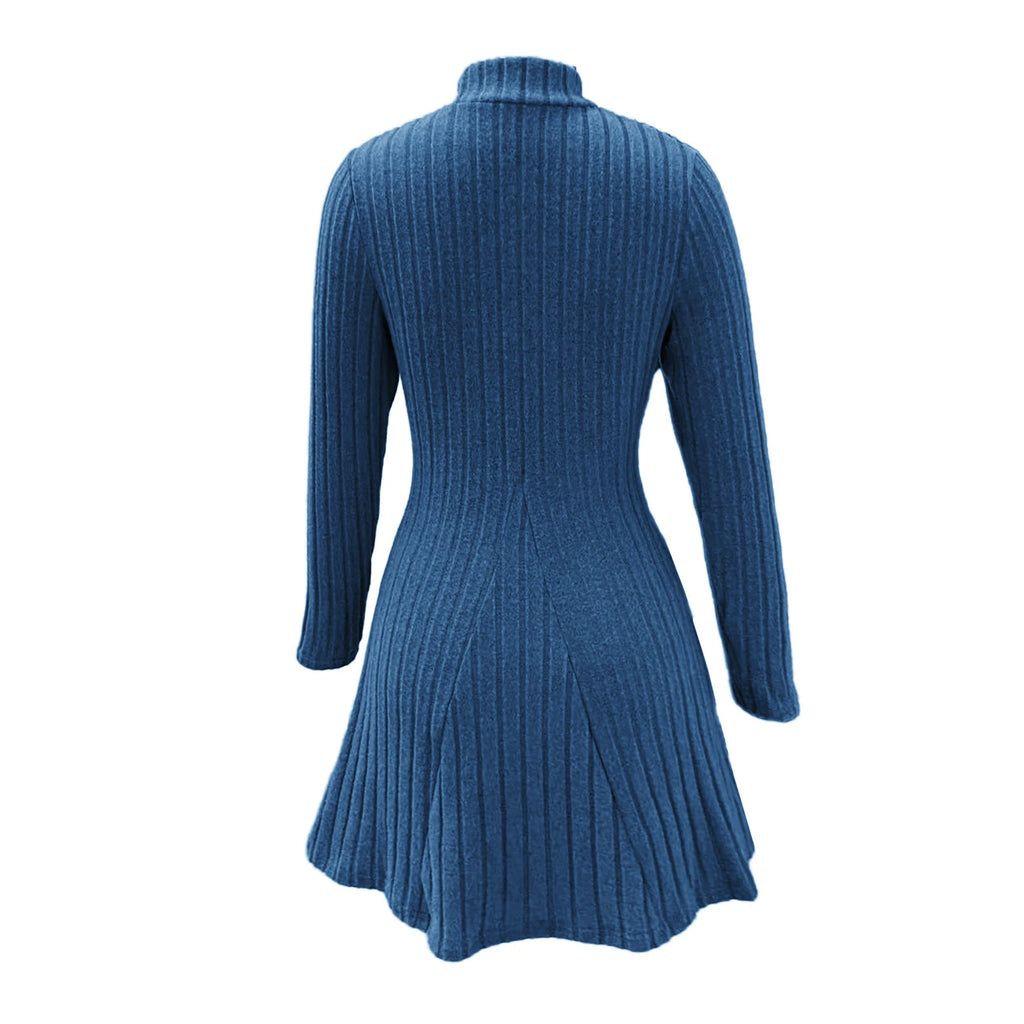Knitted Turtleneck Long Sleeve Dress