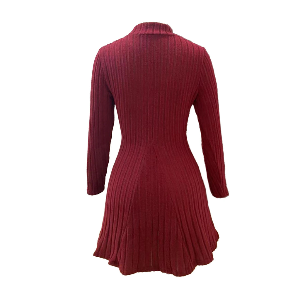 Knitted Turtleneck Long Sleeve Dress