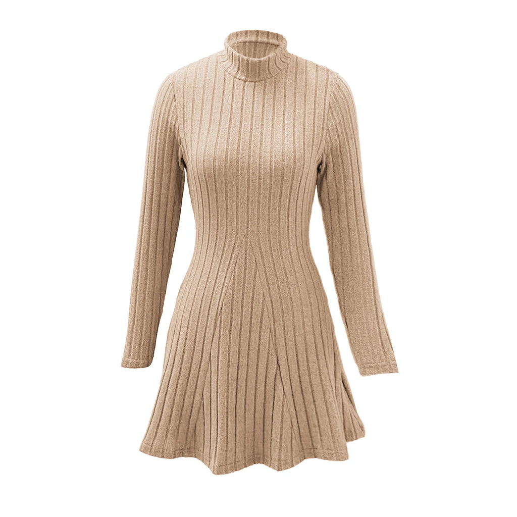 Knitted Turtleneck Long Sleeve Dress