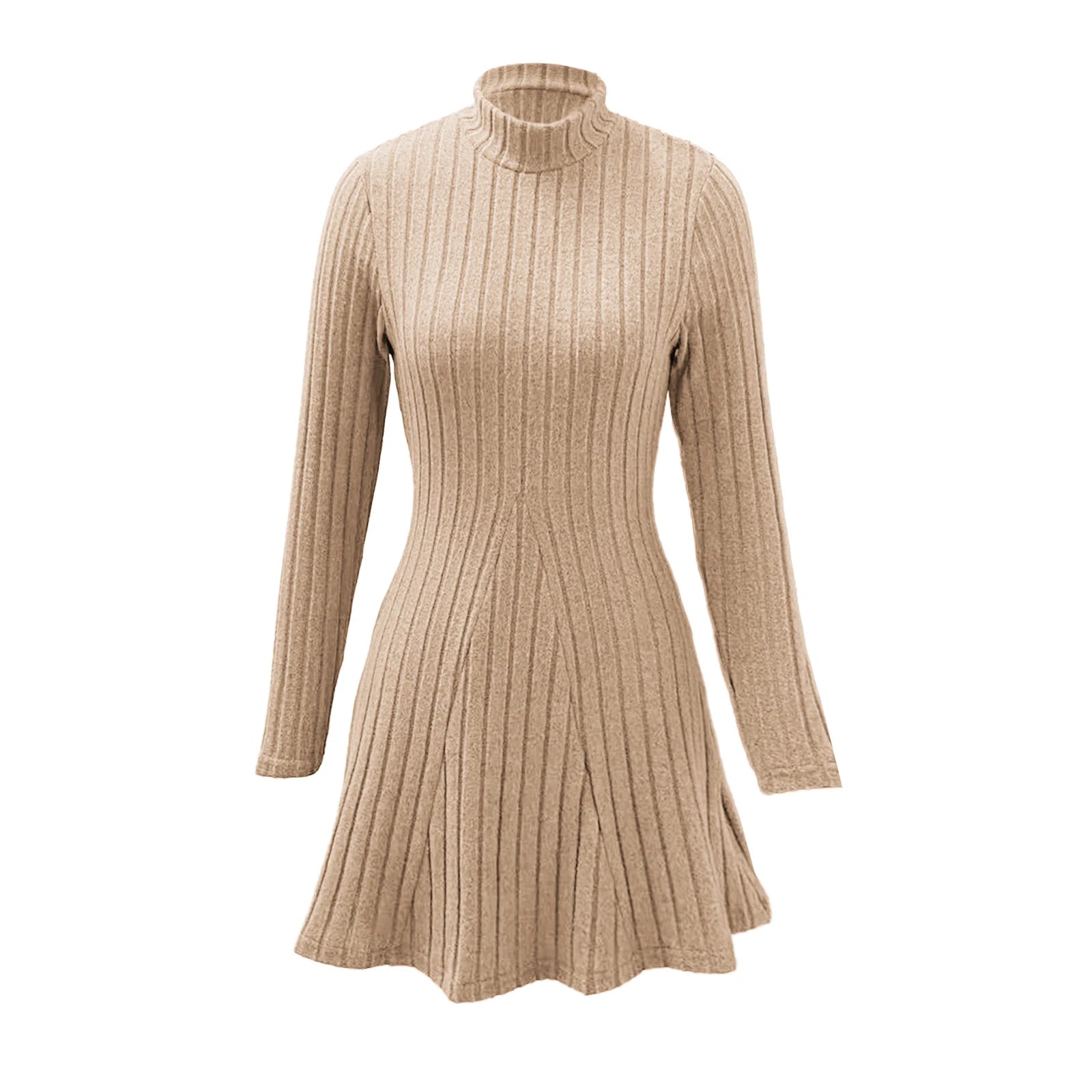 Knitted Turtleneck Long Sleeve Dress