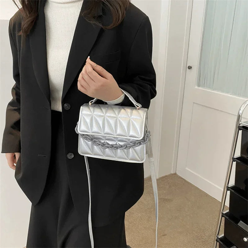 Mini Quilted Crossbody Bag with Magnetic Closure and Adjustable Strap