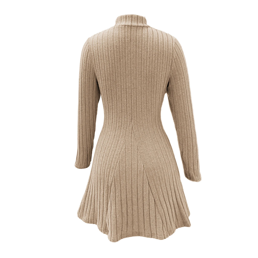 Knitted Turtleneck Long Sleeve Dress