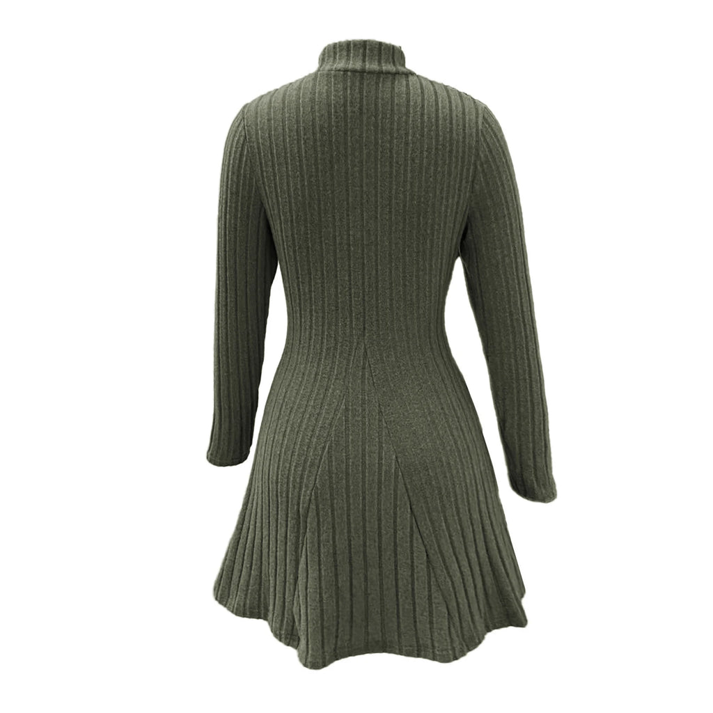 Knitted Turtleneck Long Sleeve Dress