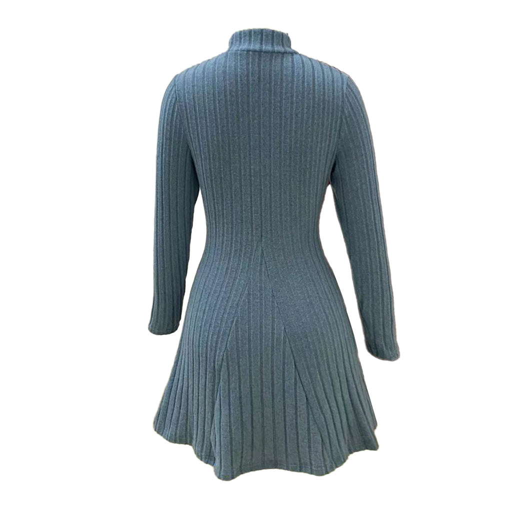 Knitted Turtleneck Long Sleeve Dress
