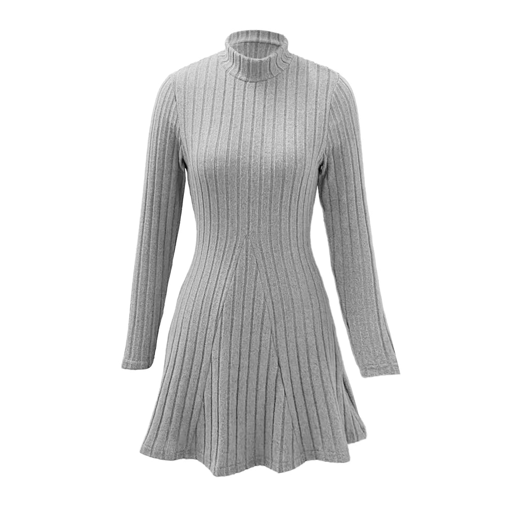 Knitted Turtleneck Long Sleeve Dress