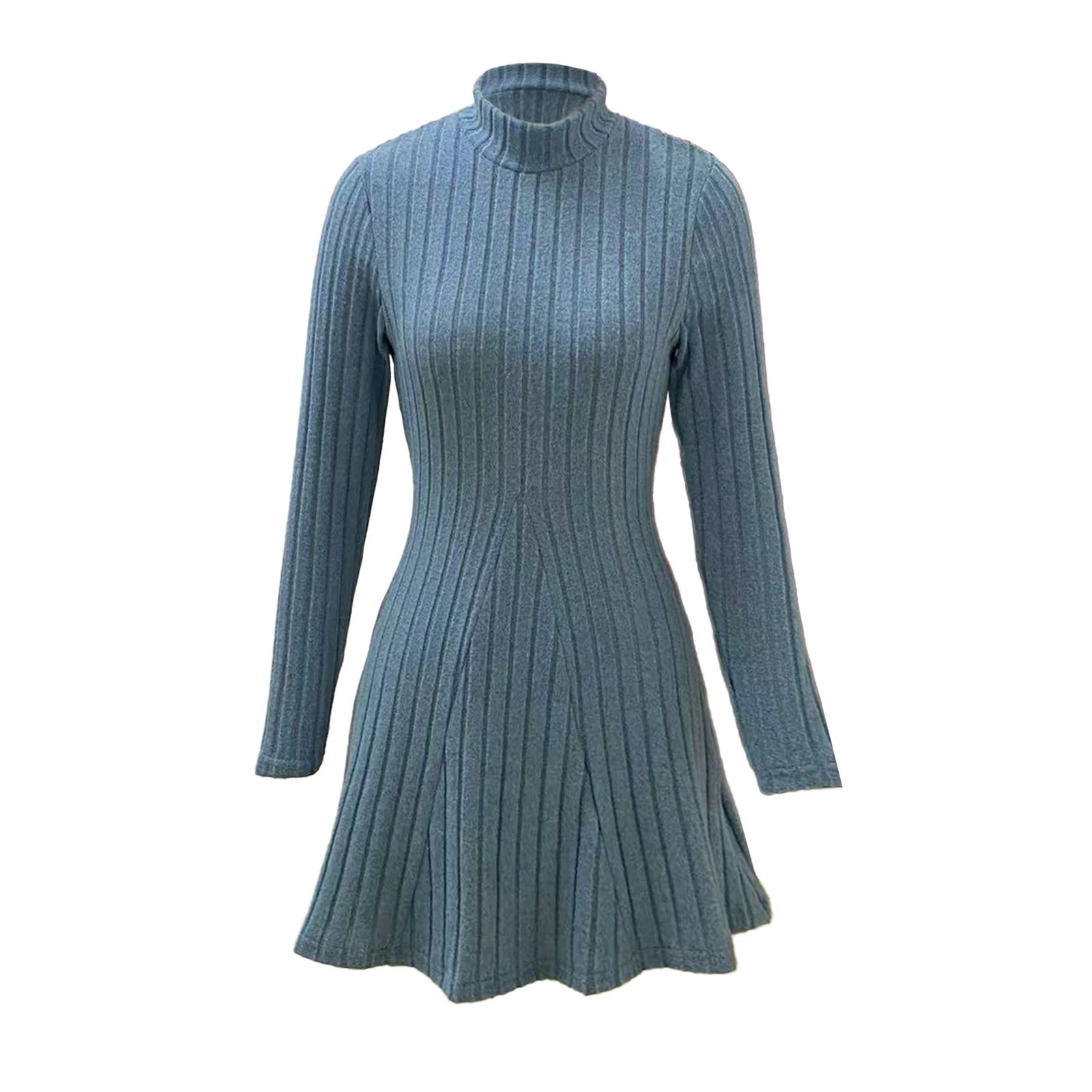 Knitted Turtleneck Long Sleeve Dress